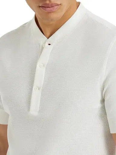 Brunello Cucinelli Men's Cotton Waffle Jersey T-Shirt with Henley Collar | Thumbnail 4 Brunello Cucinelli Men's Cotton Waffle Jersey T-Shirt with Henley Collar | Thumbnail 4