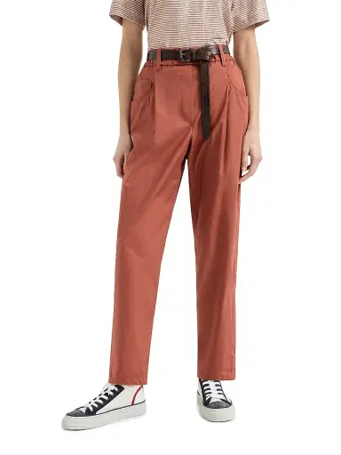 Brunello Cucinelli Women's Lightweight Poplin Five Pocket Track Trousers with Monili - Orange | Thumbnail 2 Brunello Cucinelli Women's Lightweight Poplin Five Pocket Track Trousers with Monili - Orange | Thumbnail 2