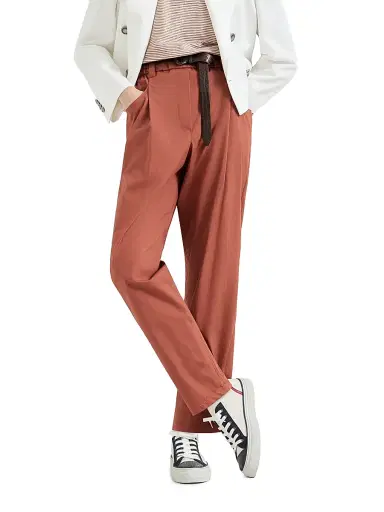 Brunello Cucinelli Women's Lightweight Poplin Five Pocket Track Trousers with Monili - Orange | Thumbnail 5 Brunello Cucinelli Women's Lightweight Poplin Five Pocket Track Trousers with Monili - Orange | Thumbnail 5