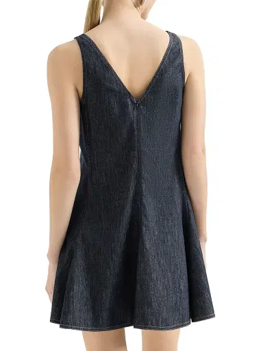 Brunello Cucinelli Women's Cotton Denim Effect Twill Mini Dress - Dark Denim - Size XL | Thumbnail 4 Brunello Cucinelli Women's Cotton Denim Effect Twill Mini Dress - Dark Denim - Size XL | Thumbnail 4