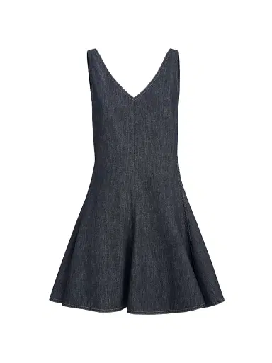 Brunello Cucinelli Women's Cotton Denim Effect Twill Mini Dress - Dark Denim - Size XL | Thumbnail 1 Brunello Cucinelli Women's Cotton Denim Effect Twill Mini Dress - Dark Denim - Size XL | Thumbnail 1