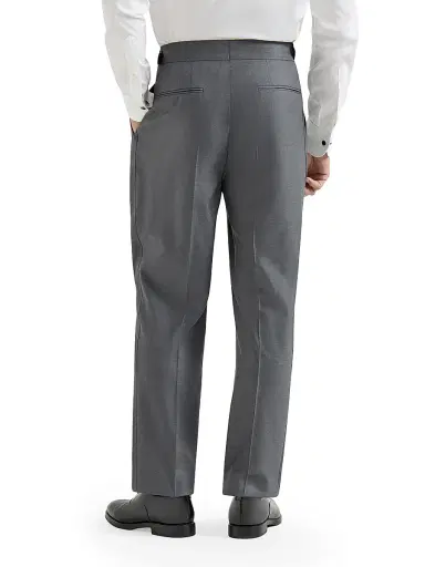 Brunello Cucinelli Men's Lightweight Twill Tuxedo Trousers with Double Pleats | Thumbnail 3 Brunello Cucinelli Men's Lightweight Twill Tuxedo Trousers with Double Pleats | Thumbnail 3
