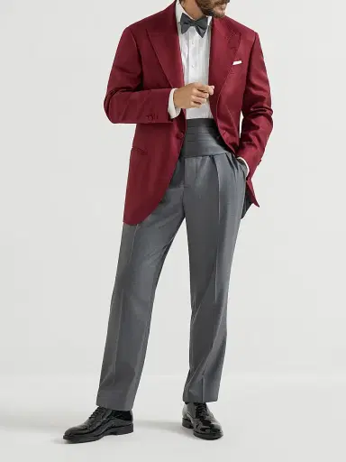 Brunello Cucinelli Men's Lightweight Twill Tuxedo Trousers with Double Pleats | Thumbnail 6 Brunello Cucinelli Men's Lightweight Twill Tuxedo Trousers with Double Pleats | Thumbnail 6