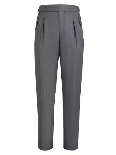 Brunello Cucinelli Men's Lightweight Twill Tuxedo Trousers with Double Pleats | Thumbnail 1 Brunello Cucinelli Men's Lightweight Twill Tuxedo Trousers with Double Pleats | Thumbnail 1
