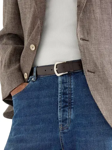 Brunello Cucinelli Men's Calfskin Belt - Brown | Thumbnail 2 Brunello Cucinelli Men's Calfskin Belt - Brown | Thumbnail 2