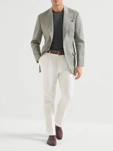 Brunello Cucinelli Men's Garment Dyed Trousers in Linen Gabardine with Pleats | Thumbnail 6 Brunello Cucinelli Men's Garment Dyed Trousers in Linen Gabardine with Pleats | Thumbnail 6