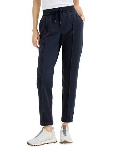 Brunello Cucinelli Women's Stretch Cotton Lightweight French Terry Track Trousers with Monili - Blue - Size XXXXL | Thumbnail 2 Brunello Cucinelli Women's Stretch Cotton Lightweight French Terry Track Trousers with Monili - Blue - Size XXXXL | Thumbnail 2