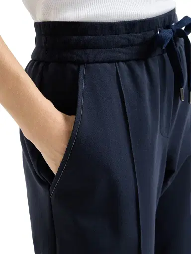 Brunello Cucinelli Women's Stretch Cotton Lightweight French Terry Track Trousers with Monili - Blue - Size XXXXL | Thumbnail 5 Brunello Cucinelli Women's Stretch Cotton Lightweight French Terry Track Trousers with Monili - Blue - Size XXXXL | Thumbnail 5