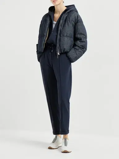 Brunello Cucinelli Women's Stretch Cotton Lightweight French Terry Track Trousers with Monili - Blue - Size XXXXL | Thumbnail 6 Brunello Cucinelli Women's Stretch Cotton Lightweight French Terry Track Trousers with Monili - Blue - Size XXXXL | Thumbnail 6