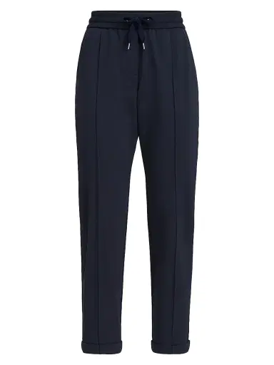 Brunello Cucinelli Women's Stretch Cotton Lightweight French Terry Track Trousers with Monili - Blue - Size XXXXL | Thumbnail 1 Brunello Cucinelli Women's Stretch Cotton Lightweight French Terry Track Trousers with Monili - Blue - Size XXXXL | Thumbnail 1
