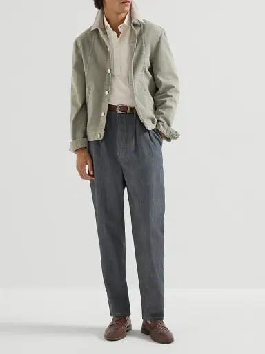 Brunello Cucinelli Men's Linen and Cotton Mélange Jersey Polo with Shirt Style Collar | Thumbnail 6 Brunello Cucinelli Men's Linen and Cotton Mélange Jersey Polo with Shirt Style Collar | Thumbnail 6