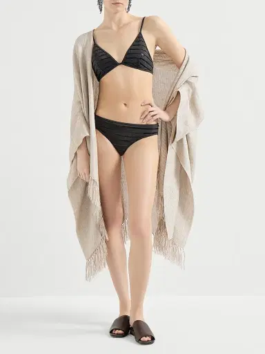 Brunello Cucinelli Women's Dazzling Stripes Bikini Bottoms in Techno Jersey with Monili | Thumbnail 6 Brunello Cucinelli Women's Dazzling Stripes Bikini Bottoms in Techno Jersey with Monili | Thumbnail 6