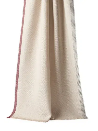 Brunello Cucinelli Men's Wool and Cashmere Diagonal Scarf with Striped Edge - Sand | Thumbnail 2 Brunello Cucinelli Men's Wool and Cashmere Diagonal Scarf with Striped Edge - Sand | Thumbnail 2