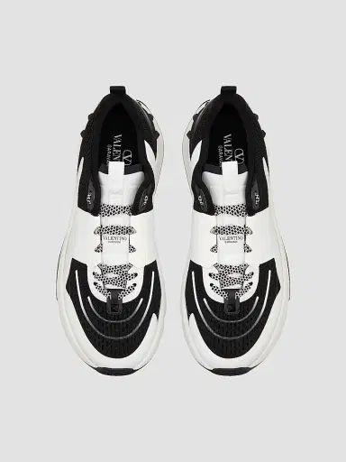 Valentino Garavani Men's True Act Low Top Sneakers in Mesh and Rubberized Fabric - Black | Thumbnail 4 Valentino Garavani Men's True Act Low Top Sneakers in Mesh and Rubberized Fabric - Black | Thumbnail 4