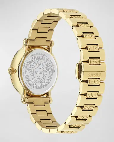 Versace 35mm Greca Sphere Watch with Bracelet Strap, Gold/Black | Thumbnail 4 Versace 35mm Greca Sphere Watch with Bracelet Strap, Gold/Black | Thumbnail 4