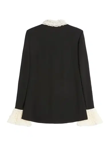 Valentino Garavani Women's Georgette Blouse - Black Ivory - Size 6 | Thumbnail 2 Valentino Garavani Women's Georgette Blouse - Black Ivory - Size 6 | Thumbnail 2