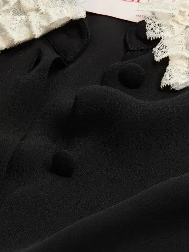 Valentino Garavani Women's Georgette Blouse - Black Ivory - Size 6 | Thumbnail 7 Valentino Garavani Women's Georgette Blouse - Black Ivory - Size 6 | Thumbnail 7