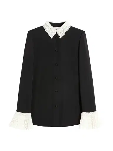 Valentino Garavani Women's Georgette Blouse - Black Ivory - Size 6 | Thumbnail 1 Valentino Garavani Women's Georgette Blouse - Black Ivory - Size 6 | Thumbnail 1
