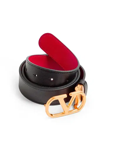 Valentino Garavani Women's Vlogo Signature Reversible Shiny Calfskin Belt 30MM - Black Red - Size Large | Thumbnail 3 Valentino Garavani Women's Vlogo Signature Reversible Shiny Calfskin Belt 30MM - Black Red - Size Large | Thumbnail 3