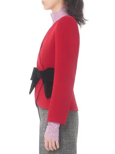 Valentino Garavani Women's Wool Crepe Jacket with Contrasting Bow - Paris Black | Thumbnail 3 Valentino Garavani Women's Wool Crepe Jacket with Contrasting Bow - Paris Black | Thumbnail 3