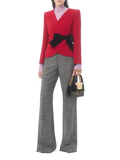 Valentino Garavani Women's Wool Crepe Jacket with Contrasting Bow - Paris Black | Thumbnail 7 Valentino Garavani Women's Wool Crepe Jacket with Contrasting Bow - Paris Black | Thumbnail 7