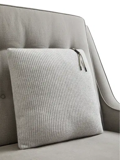 Brunello Cucinelli Cashmere English Rib Knit Cushion with Shiny Zipper Pull - Buff | Thumbnail 4 Brunello Cucinelli Cashmere English Rib Knit Cushion with Shiny Zipper Pull - Buff | Thumbnail 4