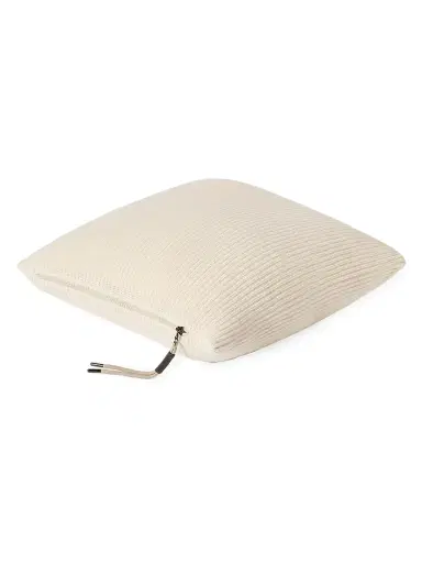 Brunello Cucinelli Cashmere English Rib Knit Cushion with Shiny Zipper Pull - Buff | Thumbnail 6 Brunello Cucinelli Cashmere English Rib Knit Cushion with Shiny Zipper Pull - Buff | Thumbnail 6