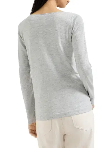 Brunello Cucinelli Women's Cashmere and Silk Sparkling Lightweight Sweater - Pebble | Thumbnail 3 Brunello Cucinelli Women's Cashmere and Silk Sparkling Lightweight Sweater - Pebble | Thumbnail 3