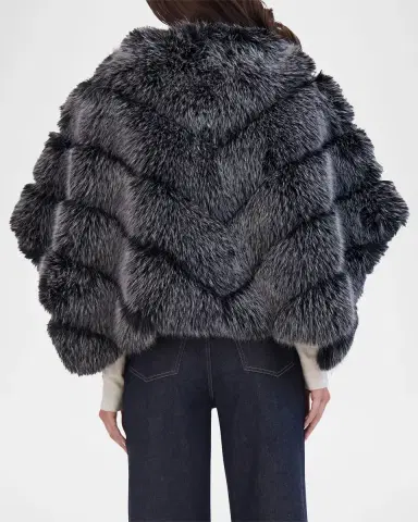 THEIA Chevron Fox-Like Faux Fur Poncho | Thumbnail 3 THEIA Chevron Fox-Like Faux Fur Poncho | Thumbnail 3