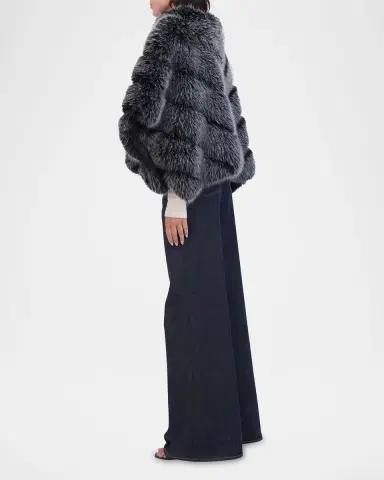 THEIA Chevron Fox-Like Faux Fur Poncho | Thumbnail 4 THEIA Chevron Fox-Like Faux Fur Poncho | Thumbnail 4