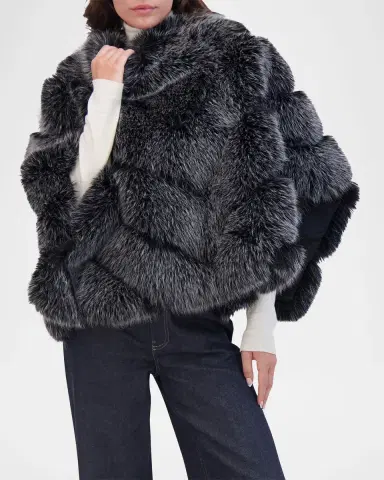 THEIA Chevron Fox-Like Faux Fur Poncho | Thumbnail 5 THEIA Chevron Fox-Like Faux Fur Poncho | Thumbnail 5