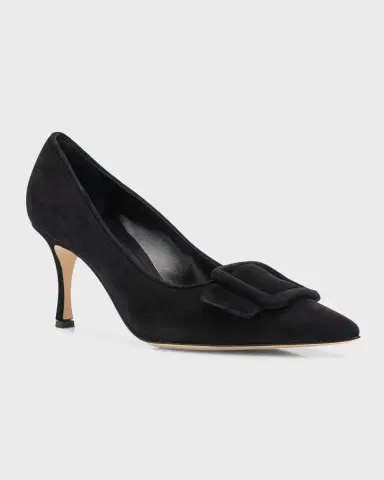 Manolo Blahnik Maysale Suede Pointed-Toe Buckle Pumps | Thumbnail 3 Manolo Blahnik Maysale Suede Pointed-Toe Buckle Pumps | Thumbnail 3