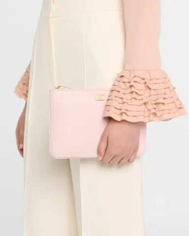 Valentino Garavani VLOGO Medium Leather Flat Pouch Bag | Thumbnail 2 Valentino Garavani VLOGO Medium Leather Flat Pouch Bag | Thumbnail 2