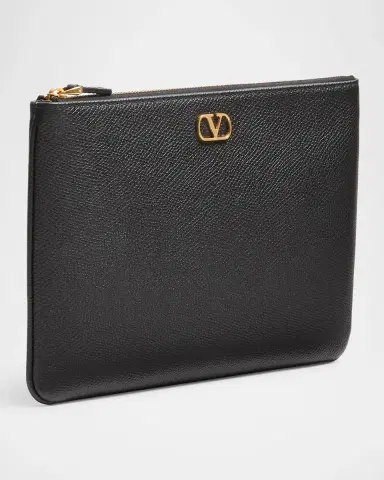 Valentino Garavani VLOGO Medium Leather Flat Pouch Bag | Thumbnail 10 Valentino Garavani VLOGO Medium Leather Flat Pouch Bag | Thumbnail 10