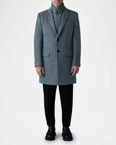 Mackage Men's Wool Topcoat with Removable Down Bib | Thumbnail 2 Mackage Men's Wool Topcoat with Removable Down Bib | Thumbnail 2