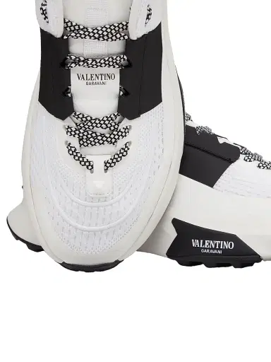 Valentino Garavani Men's True Act Low Top Sneakers in Mesh and Rubberized Fabric - White Blck | Thumbnail 5 Valentino Garavani Men's True Act Low Top Sneakers in Mesh and Rubberized Fabric - White Blck | Thumbnail 5