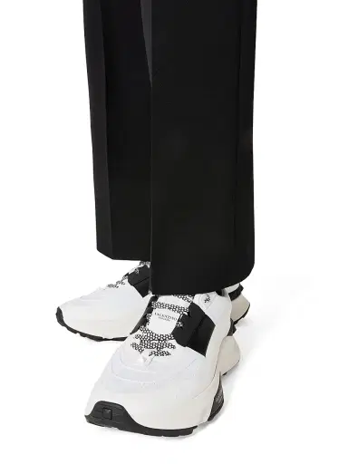 Valentino Garavani Men's True Act Low Top Sneakers in Mesh and Rubberized Fabric - White Blck | Thumbnail 6 Valentino Garavani Men's True Act Low Top Sneakers in Mesh and Rubberized Fabric - White Blck | Thumbnail 6