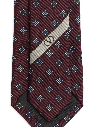Valentino Garavani Men's Valentie Micro-Check Silk Tie - Maroon | Thumbnail 2 Valentino Garavani Men's Valentie Micro-Check Silk Tie - Maroon | Thumbnail 2