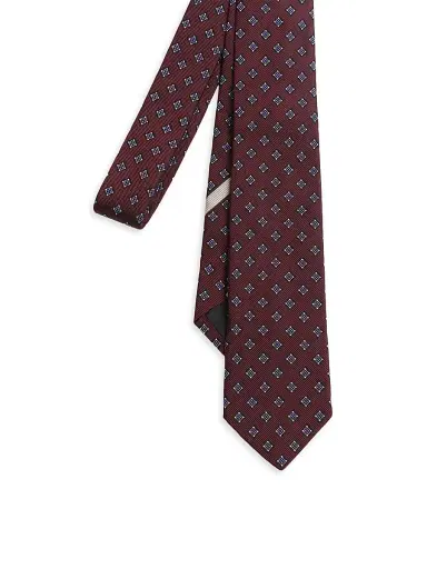 Valentino Garavani Men's Valentie Micro-Check Silk Tie - Maroon | Thumbnail 3 Valentino Garavani Men's Valentie Micro-Check Silk Tie - Maroon | Thumbnail 3