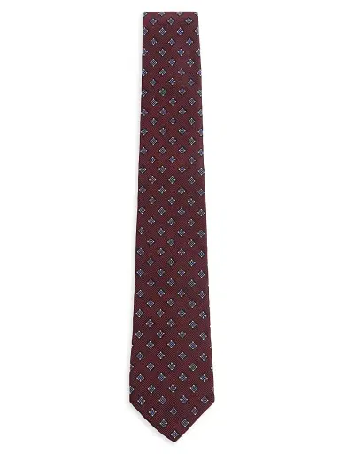 Valentino Garavani Men's Valentie Micro-Check Silk Tie - Maroon | Thumbnail 1 Valentino Garavani Men's Valentie Micro-Check Silk Tie - Maroon | Thumbnail 1