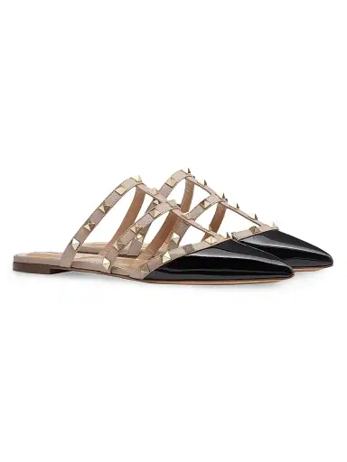 Valentino Garavani Women's Rockstud Patent-Leather Mules - Black | Thumbnail 2 Valentino Garavani Women's Rockstud Patent-Leather Mules - Black | Thumbnail 2