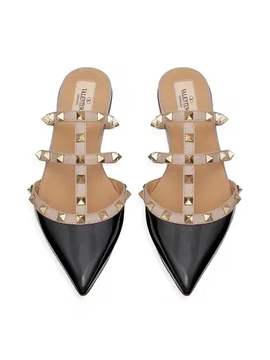 Valentino Garavani Women's Rockstud Patent-Leather Mules - Black | Thumbnail 4 Valentino Garavani Women's Rockstud Patent-Leather Mules - Black | Thumbnail 4