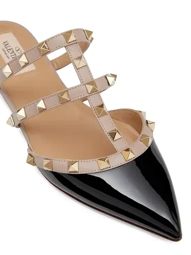 Valentino Garavani Women's Rockstud Patent-Leather Mules - Black | Thumbnail 5 Valentino Garavani Women's Rockstud Patent-Leather Mules - Black | Thumbnail 5