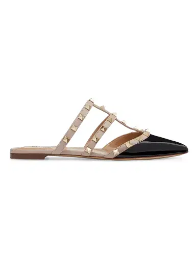 Valentino Garavani Women's Rockstud Patent-Leather Mules - Black | Thumbnail 1 Valentino Garavani Women's Rockstud Patent-Leather Mules - Black | Thumbnail 1