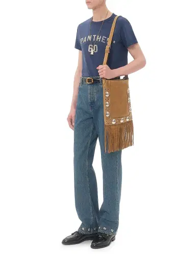 Valentino Garavani Men's Nellcôte Suede Shoulder Bag with Fringes - Havana Beige | Thumbnail 2 Valentino Garavani Men's Nellcôte Suede Shoulder Bag with Fringes - Havana Beige | Thumbnail 2