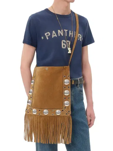Valentino Garavani Men's Nellcôte Suede Shoulder Bag with Fringes - Havana Beige | Thumbnail 3 Valentino Garavani Men's Nellcôte Suede Shoulder Bag with Fringes - Havana Beige | Thumbnail 3