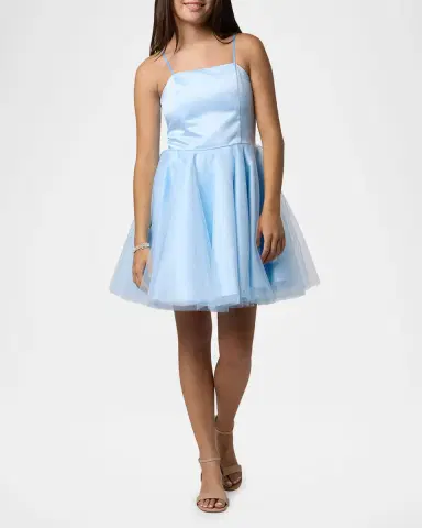 Un Deux Trois Girl's Satin & Tulle Party Dress, Size 7- | Thumbnail 2 Un Deux Trois Girl's Satin & Tulle Party Dress, Size 7- | Thumbnail 2