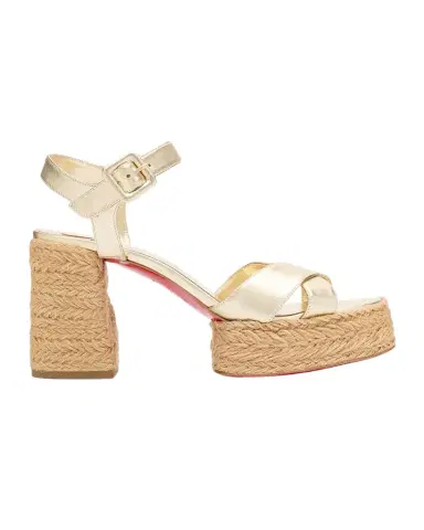 Christian Louboutin 70mm Calakala Metallic Crisscross Platform Sandals | Thumbnail 1 Christian Louboutin 70mm Calakala Metallic Crisscross Platform Sandals | Thumbnail 1