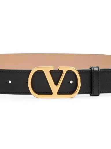 Valentino Garavani Women's Vlogo Signature Reversible Shiny Calfskin Belt 30MM - Black Pink - Size Large | Thumbnail 5 Valentino Garavani Women's Vlogo Signature Reversible Shiny Calfskin Belt 30MM - Black Pink - Size Large | Thumbnail 5