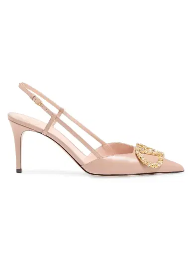 Valentino Garavani Women's VLogo Signature Slingback Calfskin 80MM Pumps - Rose Cannelle | Thumbnail 1 Valentino Garavani Women's VLogo Signature Slingback Calfskin 80MM Pumps - Rose Cannelle | Thumbnail 1